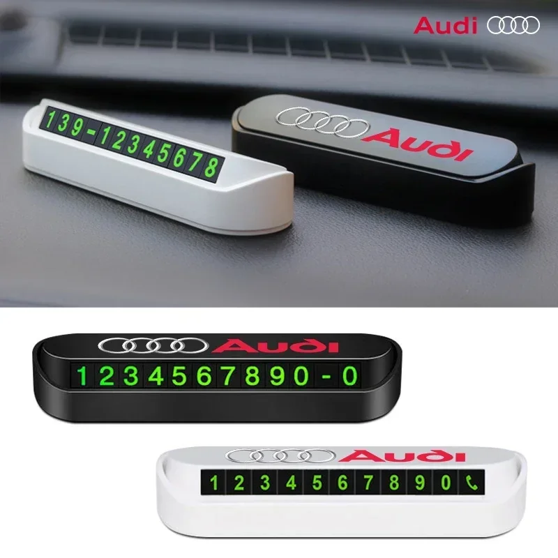 Car Temporary Parking Card Phone Number Card Plate Sticker For Audi Sline A4 TT A6 A3 A8 Q3 Q5 Q7 Q8 Car Accessories