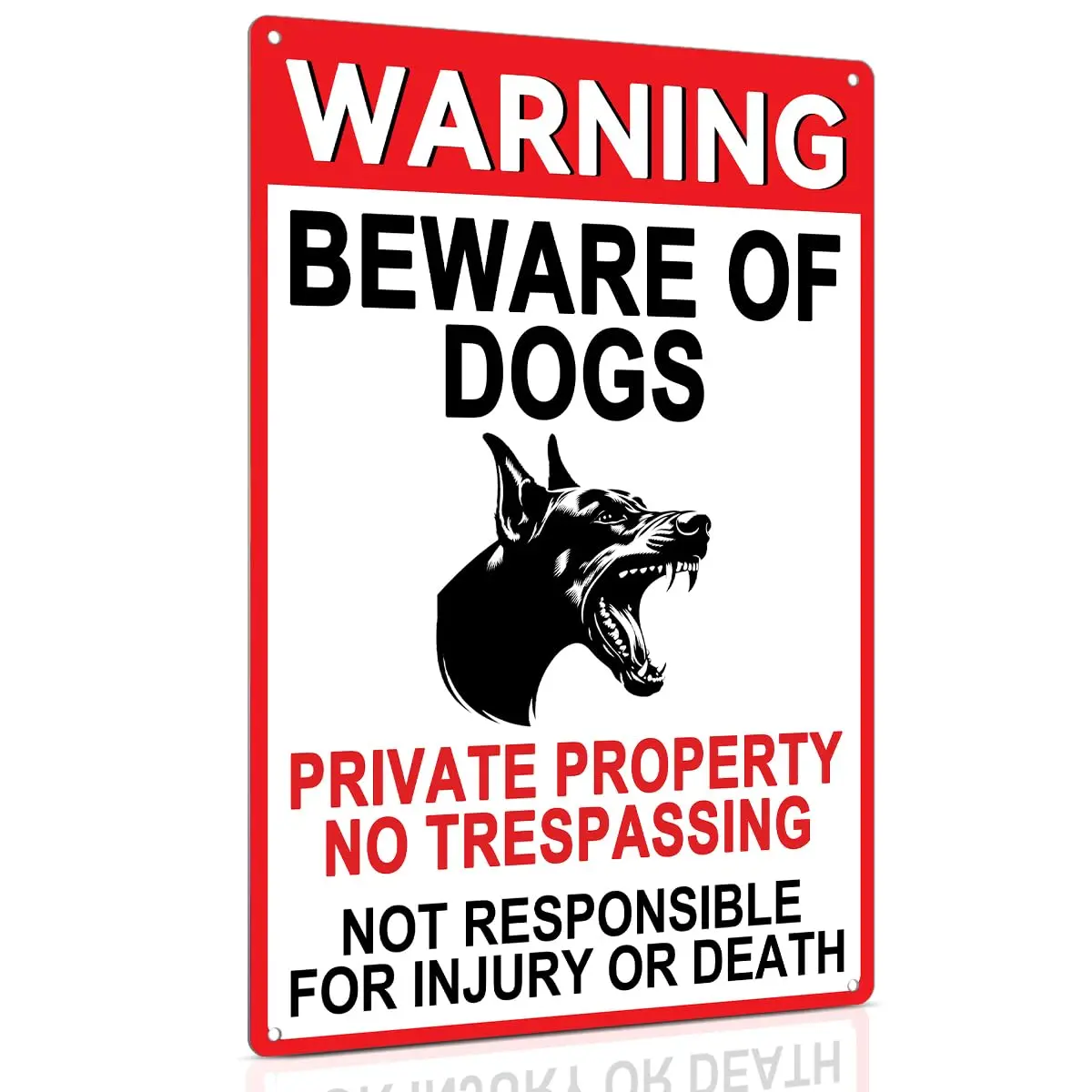 ALKB Beware of Dog Sign, Warning Metal Sign for Fence Outdoor Use, Private Property No Trespassing, Rust Free Aluminum-UV Protec