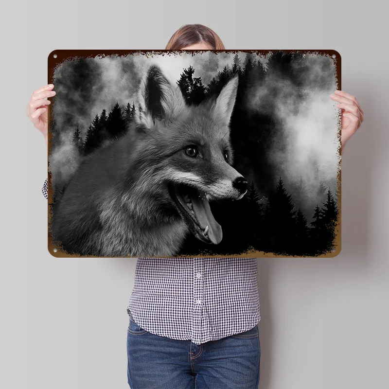 Fox 3 Gedrucktes Poster, personalisierte Wandkunst, Retro-Vintage-Metallblechschilder für Schlafzimmerdekoration, Gaming, Büro, Raumdekoration, Haus