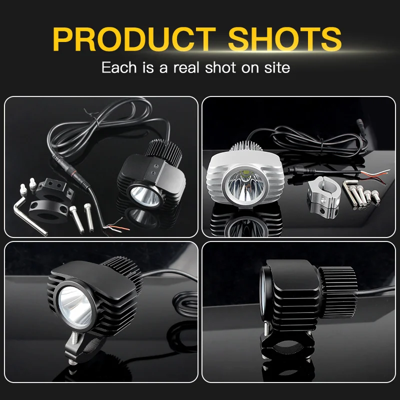 1PC 12-72V LED Motorcycle Spotlights Headlight 18W 2800Lm Moto Bike Fog DRLs Headlamp 4x4 Offroad Work Drive Spot Lights White