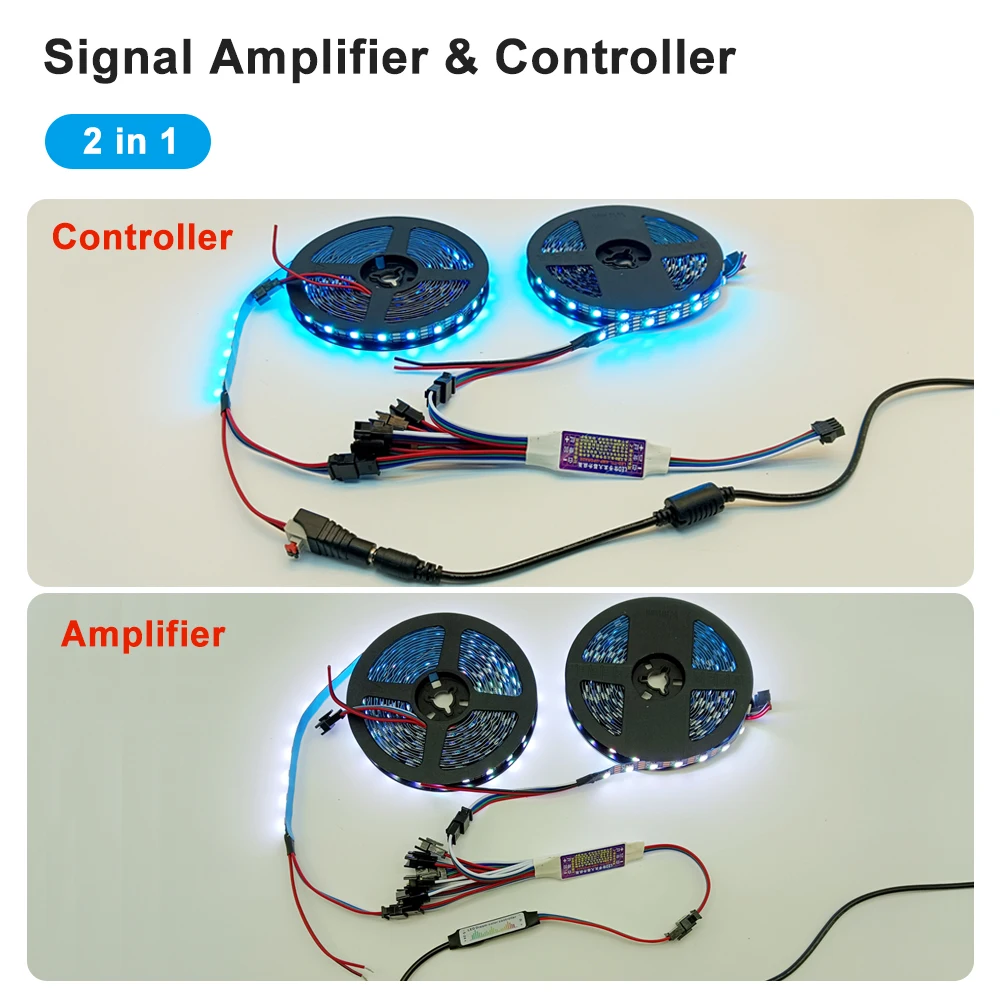 LED TTL Signaalversterker Repeater Controller 2 In 1 Voor WS2812B WS2811 WS2813 WS2815 SK6812 3Pin 4Pin RGB Adresseerbare LED Strip