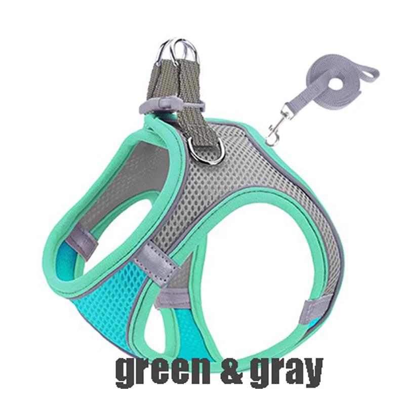 Reflective Pet Harness And Leash Set Adjustable Breathable Vest_voghion.com