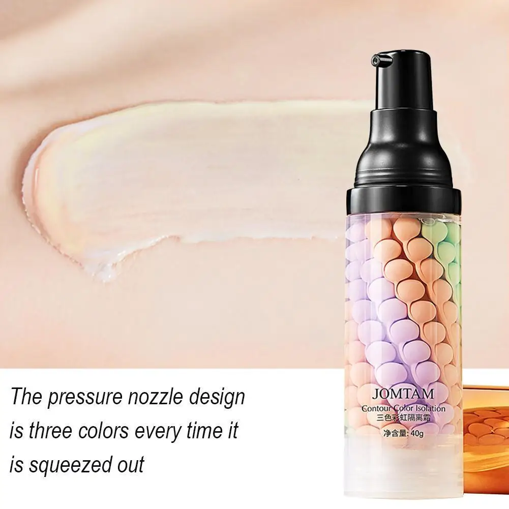 40g Tricolor Makeup Primer Moisturizing Brighten Skin Blemishes Cream Skin Oil-control Isolation Even Color Colour Cover D3r5