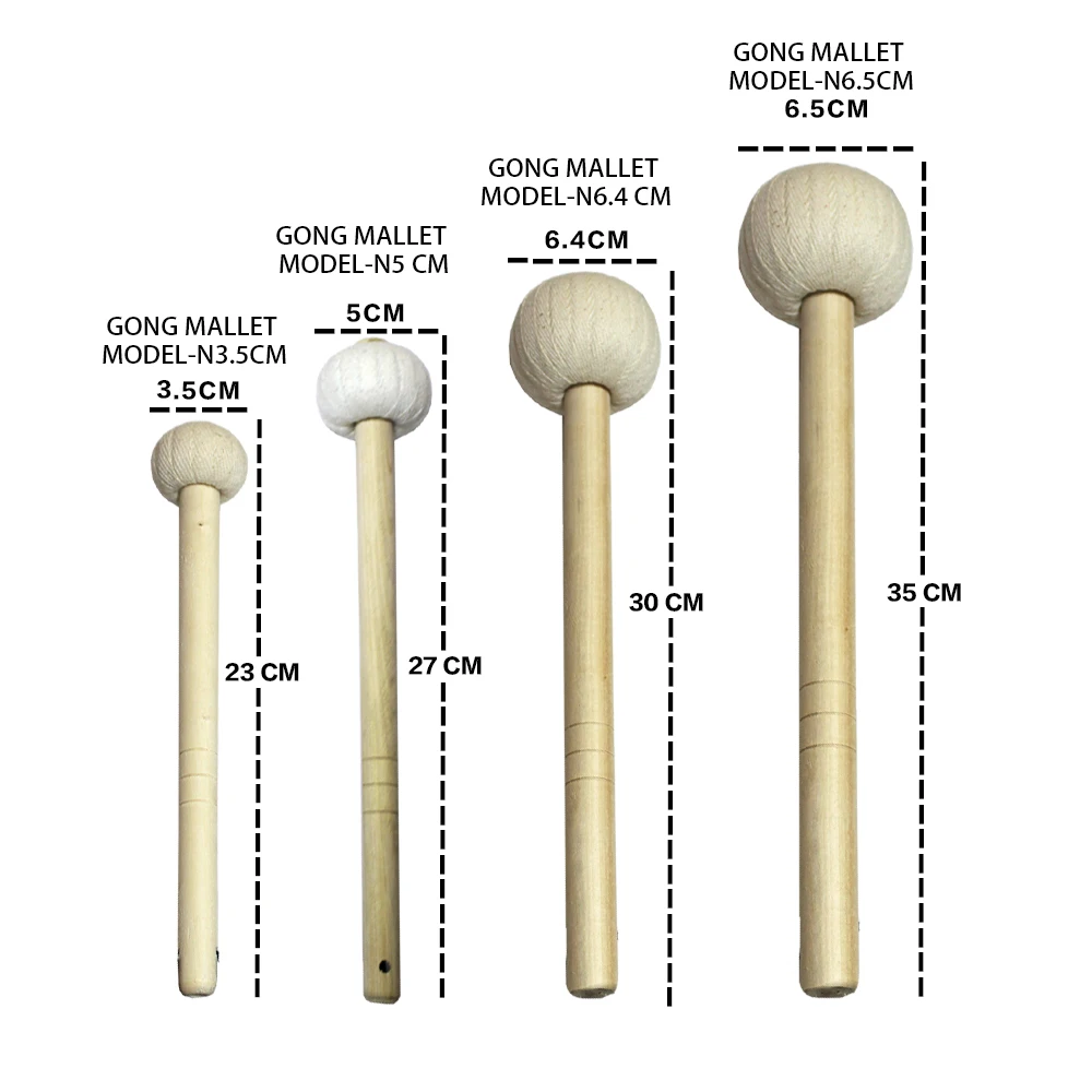 Quattro pezzi Gong Mallet Set Canto Ciotola Martelli Manico in legno 230/270/300/420mm Lunghezza Gong Accessori Strumento a percussione