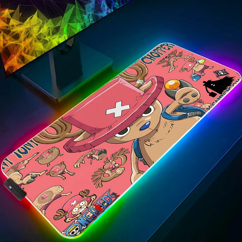RGB Großes Gaming-Mauspad, einteilig, Tony Tony Chopper, Anime, PC, Computer, Gamer, Schreibtischunterlage, Hintergrundbeleuchtung, Laptop, LED-Mauspad, Hintergrundbeleuchtung