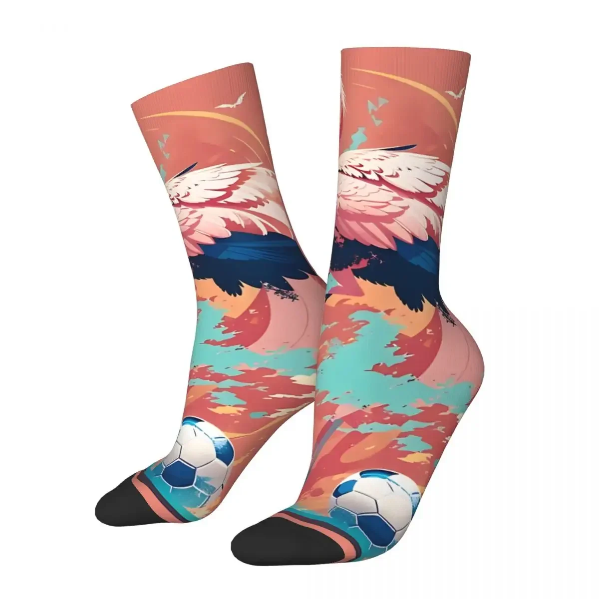 

Retro Fun Men's compression Socks Unisex F-Fire Flamingo Harajuku Pattern Printed Novelty Crew Sock