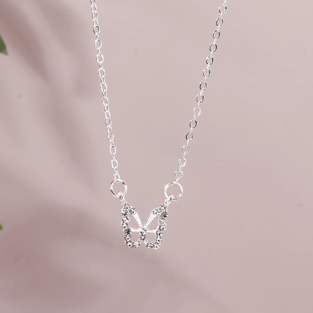 Y2K Kristall Schmetterling Herz Halskette Mode Kpop Glänzende Schlüsselbein Kette Halsketten für Frauen Mädchen Neue Trend Party Geschenke Schmuck – Detail 9