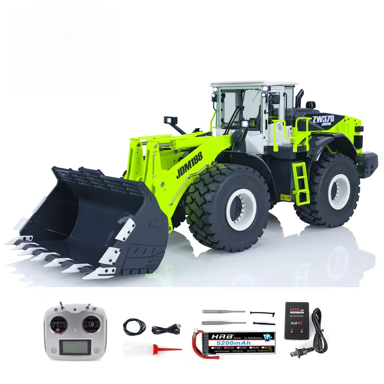JDM 198 RC Loader 1/14 ZW370 RC Hydraulic Loader Metal Model RTR with Light and Sound System Remote Control Car Adult Toy