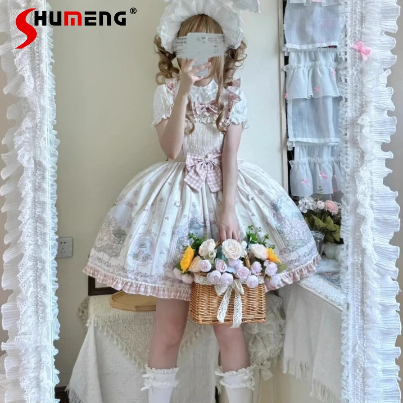 

CLA Princess Tea Party Lolita Sling Dresses JSK Summer New Girl's Cute Bow Sweet Elegant Birthday Dress Women's Daily Lo Dress