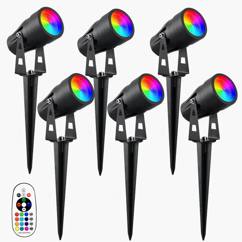 

RGBW Low Voltage Landscape Light RGB LED Lawn Light with Spike Remote Outdoor Waterproof Garden Path Spotlight Decor Lamp(6Pack)