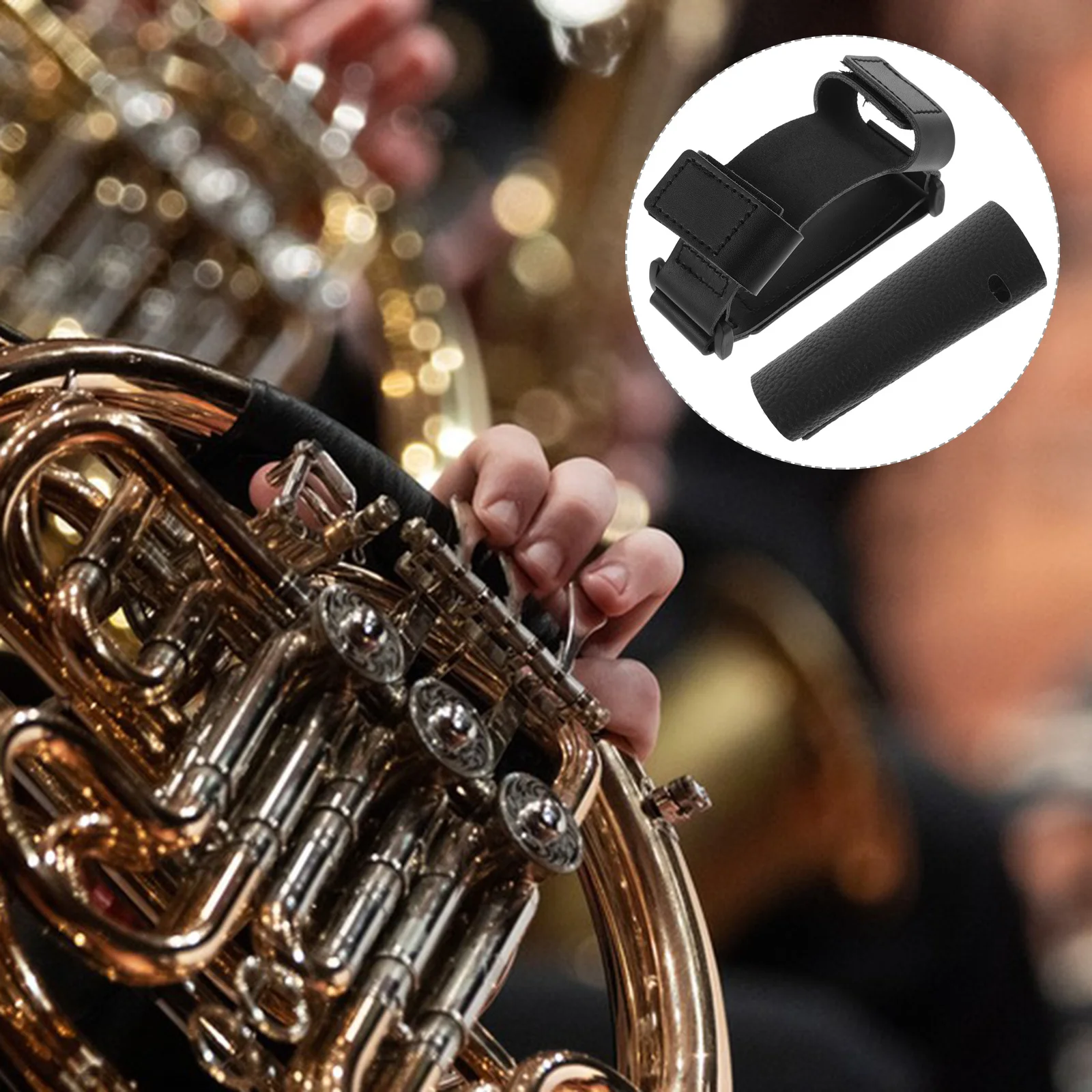 

1Set French Horn Hand Rest Protective PU Guard Anti-Slip Comfortable Grip for Music Instrument Wear-Resistant Handy Pad