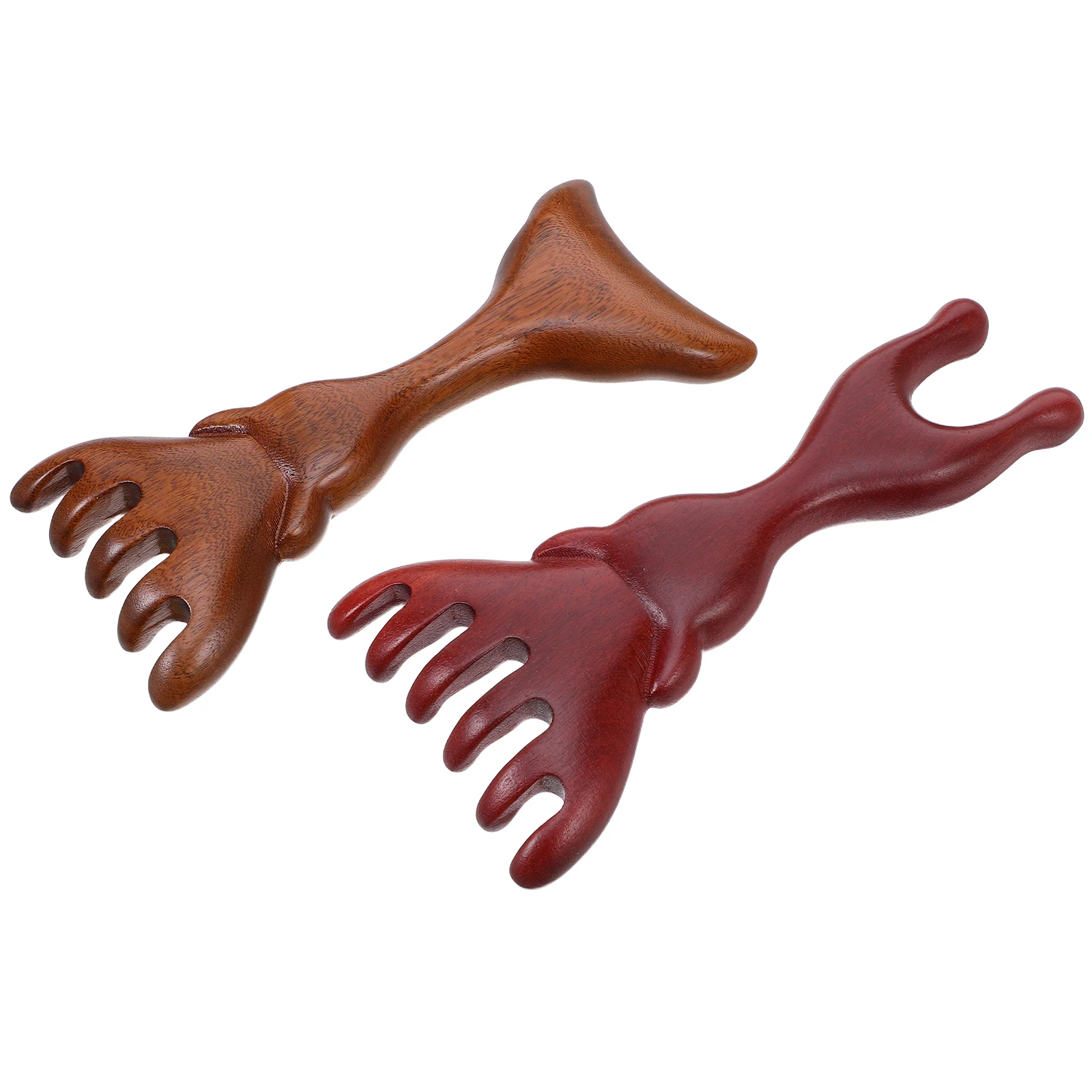 

2Pcs Sandalwood Massage Comb Wide Tooth Natural Deer Antlers Design Scalp Face Nose Bridge Meridian Comb Relaxing Portable Hair
