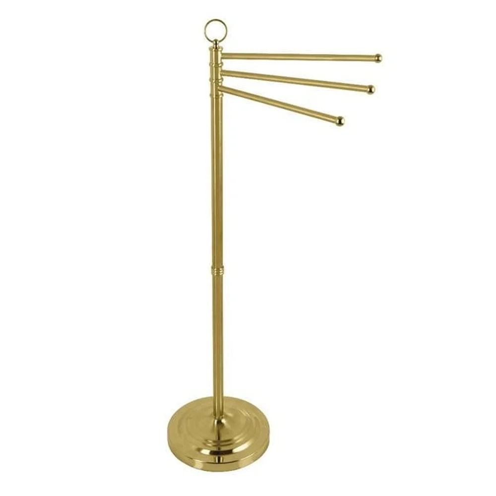 Vintage Freestanding Towel Rack Brushed Brass 3 Bars 360 Degree Swivel Easy No Installation Bathroom Accessory Home Decor Gifts