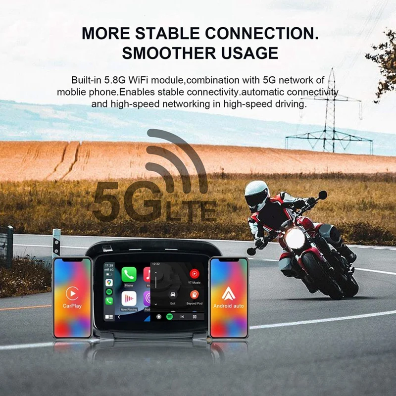 1Set Motorcycle GPS Moto Navigation Portable Motor Navigator Motorcycle Carplay Android Auto Stereo Black Plastic GPS Navigation