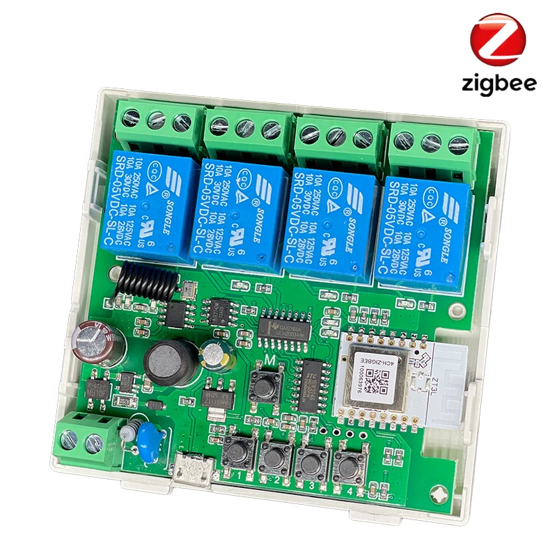 Tuya Smart Zigbee 220V Switch 4 Channel With Ding Rail Housing Work with ewelink Alexa Compatible Zigbee inching switch