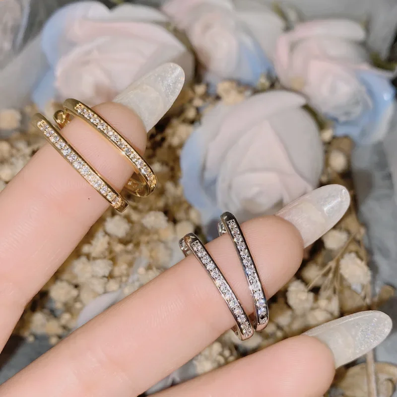 MDLFES مويسان الماس نمط الفرنسية خمر بسيط البيضاوي وأقراط 18 كيلو مطلي مبالغ فيها جودة عالية #2