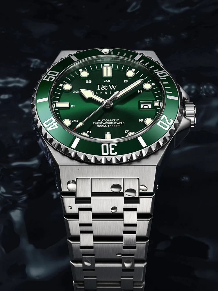 I&W 300m Waterproof Diver Watches for Man Automatic High Quality Japan NH36 Movement Men Watches Sapphire Screw Down Crown Reloj