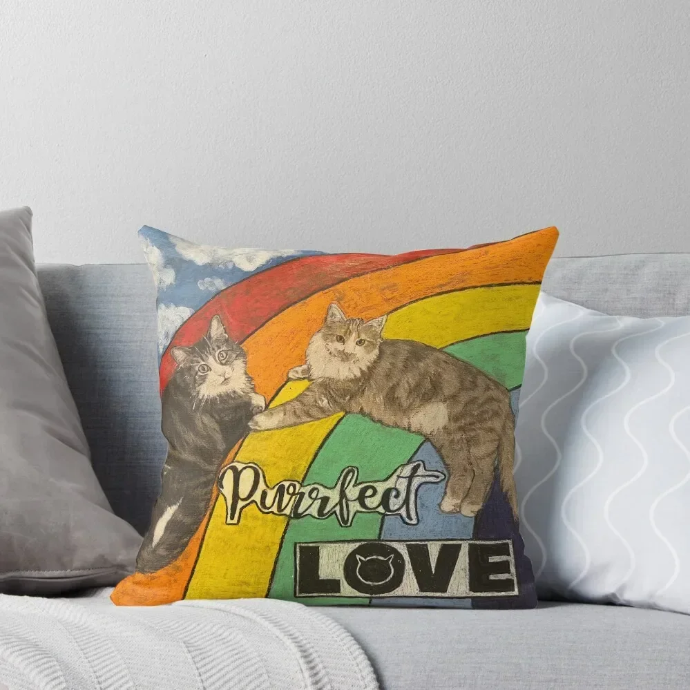 

Purrrfect love Throw Pillow christmas decorations for home 2025 Decorative Cushion anime girl pillow