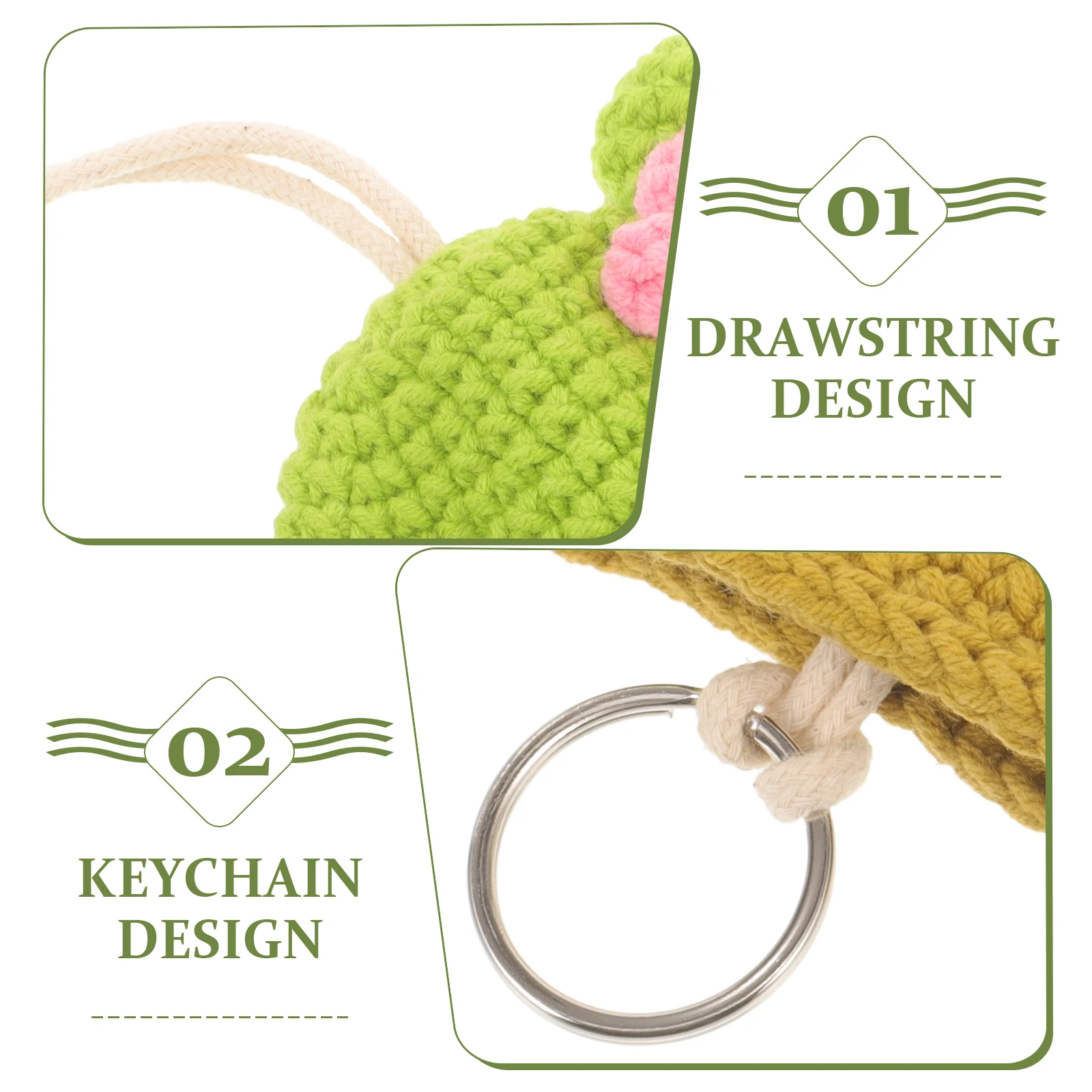

Cactus Key Bag Cute Yarn Car Keycase Small Key Holder Pouch Cartoon Keychain Cover Storage Organizer Durable for Women