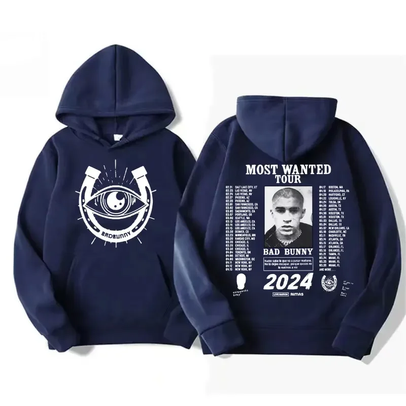 Hip Hop Bad Bunny 2024 Most Wanted Tour Hoodie Men's Women's Nadie Sabe Lo Que Va A Pasar Manana Album Oversized Sweatshirt Tops