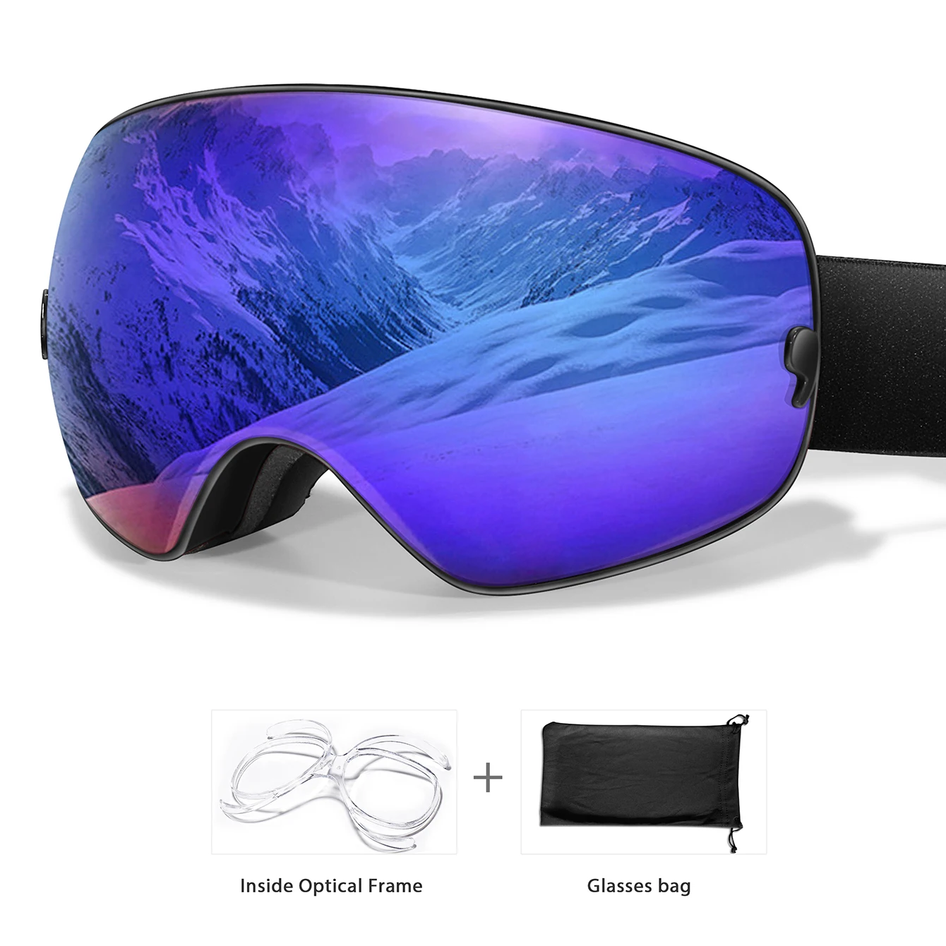 NONE Winter Outdoor SKI Brille Männer und Frauen Teenager, kostenloser optischer Rahmen und Tasche, UV400 Antibeschlag-Snowboardbrille, Weihnachtsgeschenke 7