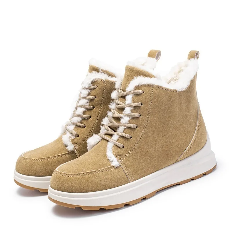 Botas casuais de neve com zíper lateral quente para mulheres, sapatos de plataforma, luxuoso, antiderrapante, monocromático, calçado feminino, inverno, novo, 2022