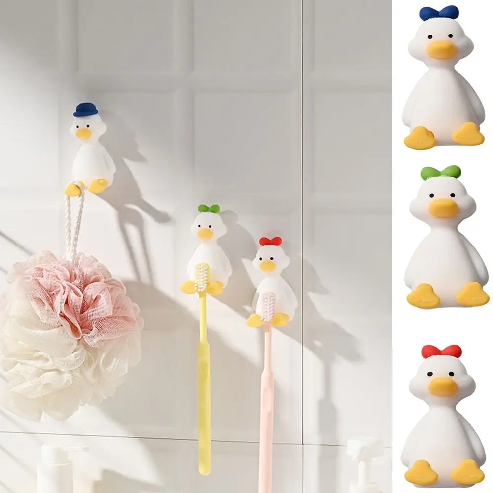 

Silicone Duck Toothbrush Holder Three Dimensional Perforation Free Wall Mounted Toothbrush Holder Save Space Toothbrush Rack