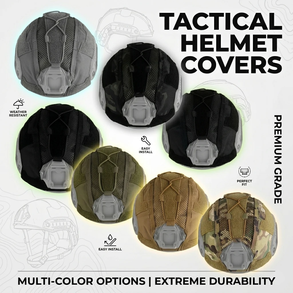 

Tactical Helmet Cover Compatible with Ops-Core PJ/BJ/MH Fast Helmet Cover Tactical Militar Hunting CS Wargame Outdoor Sport