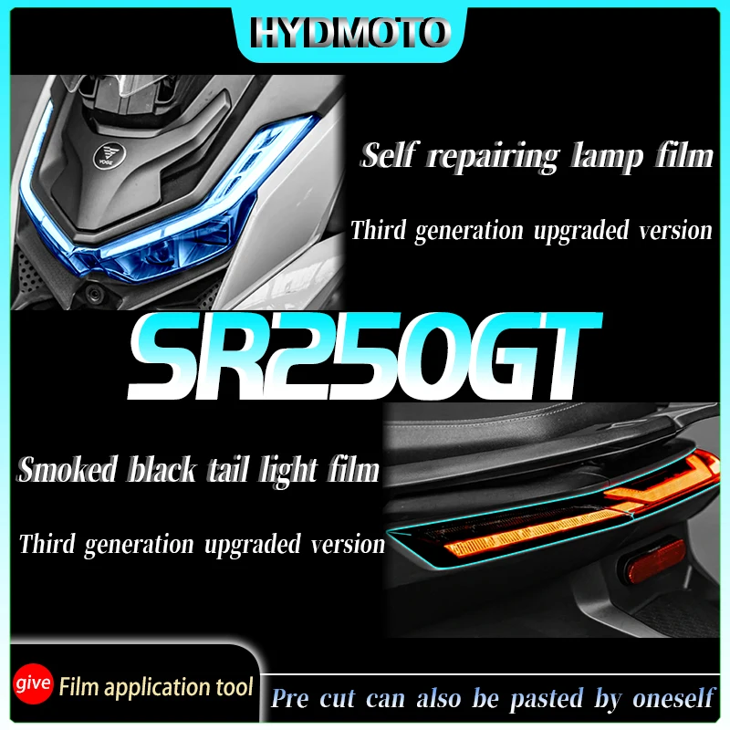 Do reflektora VOGE SR250GT Film Film przyrząd wędzona lampa czarna rura wydechowa Film przezroczysta ochrona folia wodoodporna Modificati