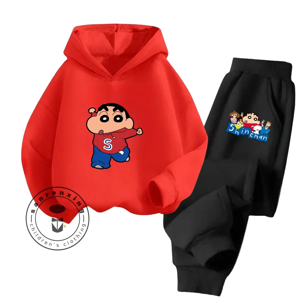 Outdoor Sports Training Set Crayon Shin-chan Hooded Sweatshirt + Pants Kids Set 2-12 Years Old Kids Set Kids Set Boys and Girls