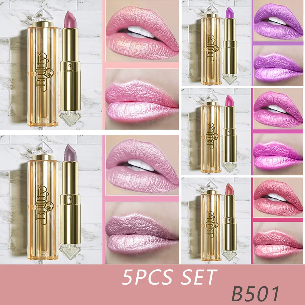 Super Stay 5PCS Shimmer Glitter Lips Glitter Lipstick Kit Waterproof Smudge Proof Long Lasting Cruelty Free