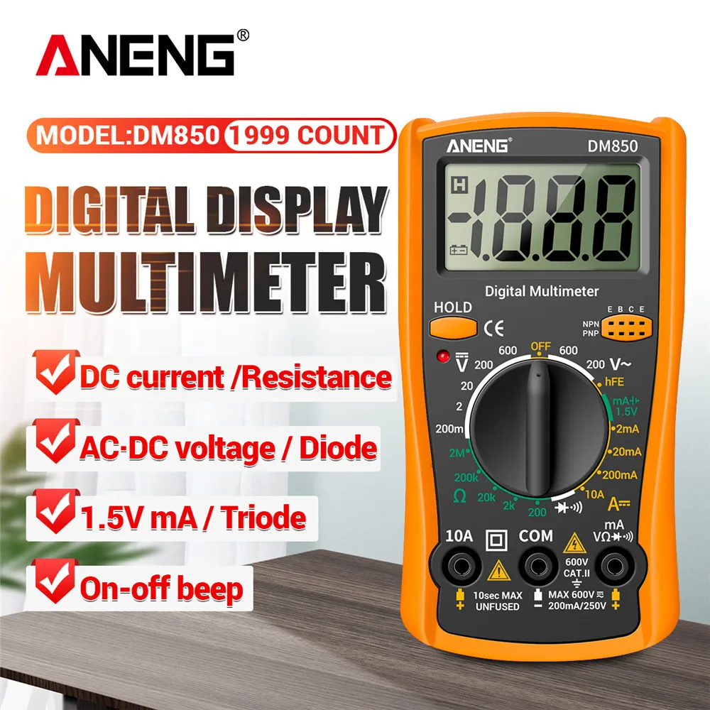 

Professional Multimeter ANENG DM850 AC/DC Voltage Meter DC Current Data Retention Ohm Automatic Digital Multimetro Tester Tools