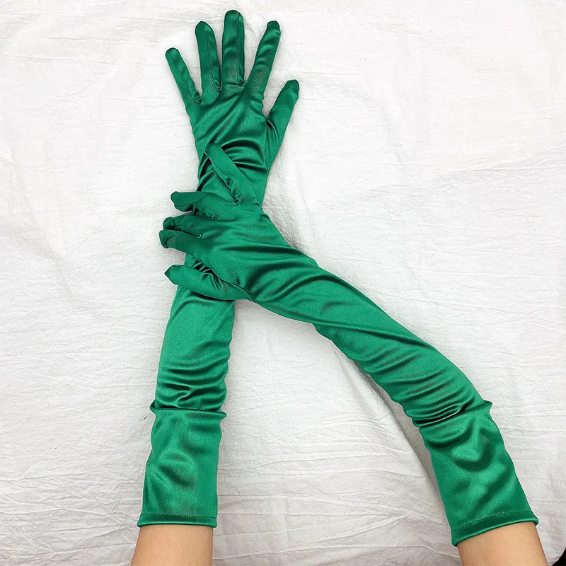 Guantes de satén elásticos extendidos para damas, guantes de fiesta retro, cosplay, moda nupcial, ropa emo, C027