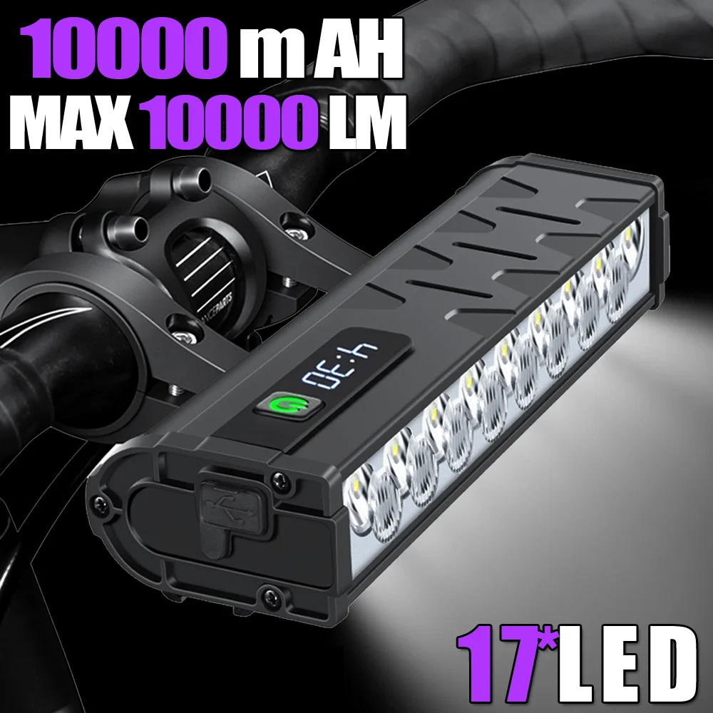 NEWBOLER lampka rowerowa przednia 10000 lumenów lampka rowerowa 10000 mAh wodoodporna latarka USB ładowanie MTB Road lampa rowerowa akcesoria