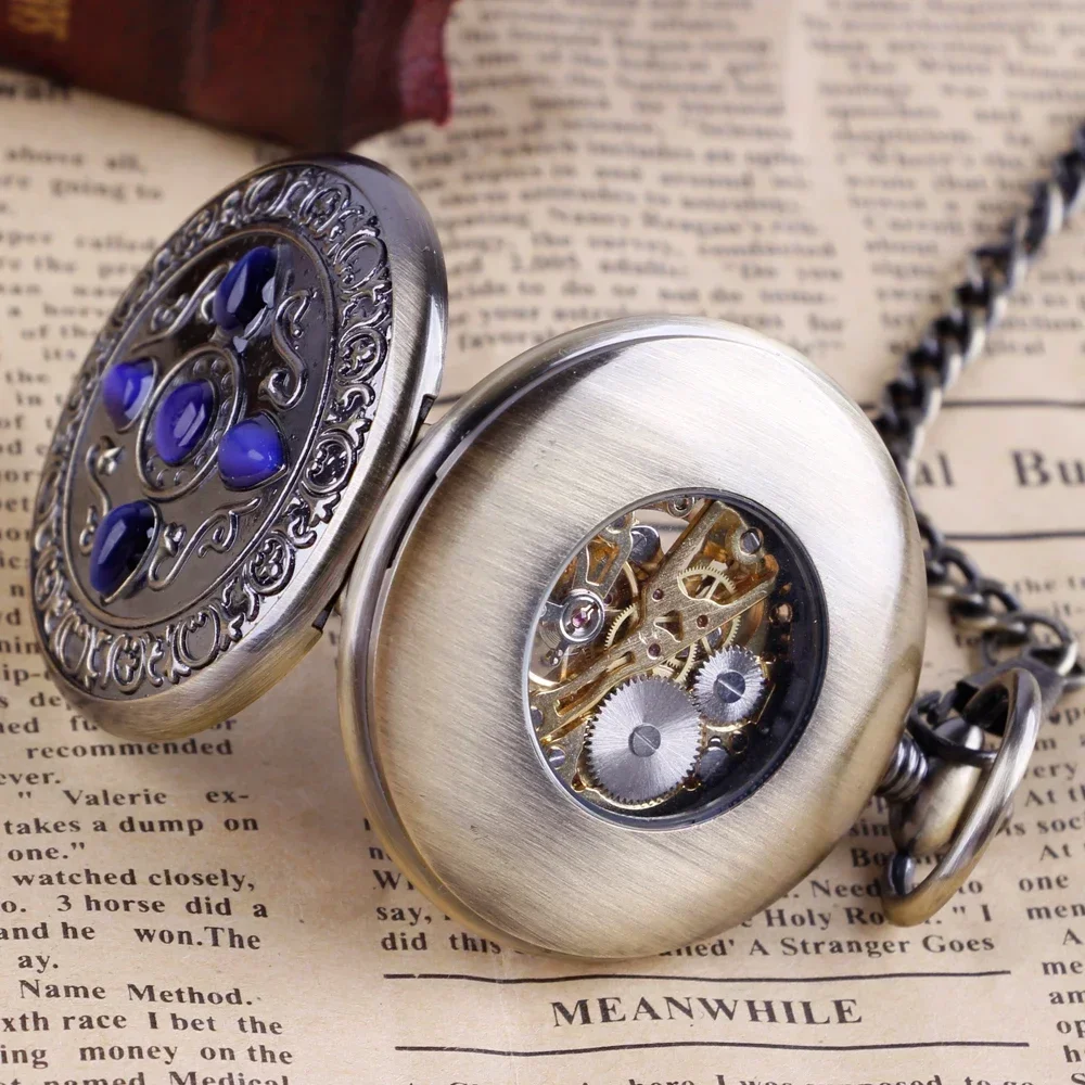 Vintage Luxury Mechanical Pocket Watch Hand Winding Pocket Chain Pendant Clock Roman Numerals Dial Manual Timepiece PJX1793