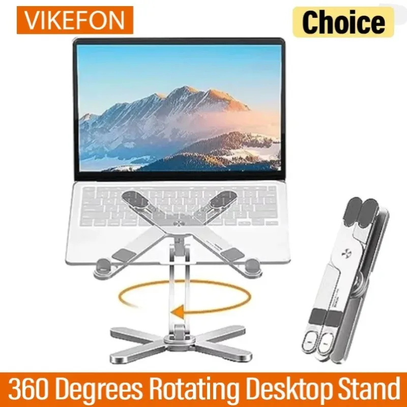 360° Rotating Laptop Stand Aluminum Alloy Foldable Ergonomic Adjustable Height for Notebook Desktop Office Home Travel Use