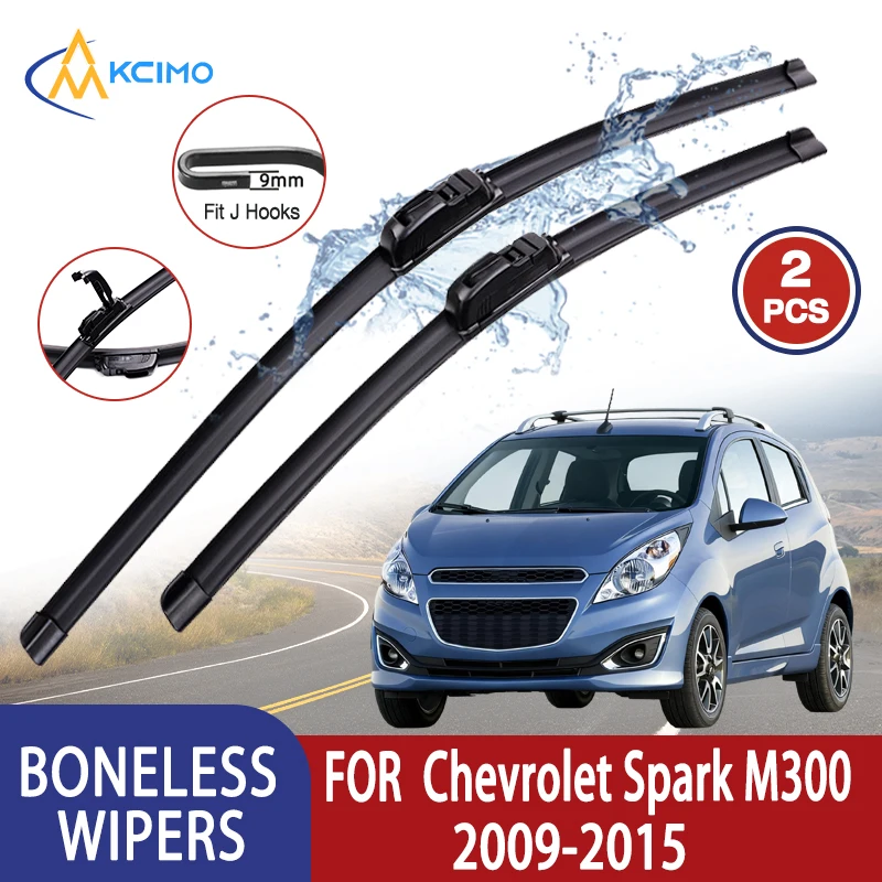 Kcimo für Chevrolet Spark M300 	 2009–2015 Auto-Wischer, U-Typ, weicher Gummi, ohne Knochen, HD, leise, langlebig, Kfz-Wischer, 21 Zoll + 40,6 cm