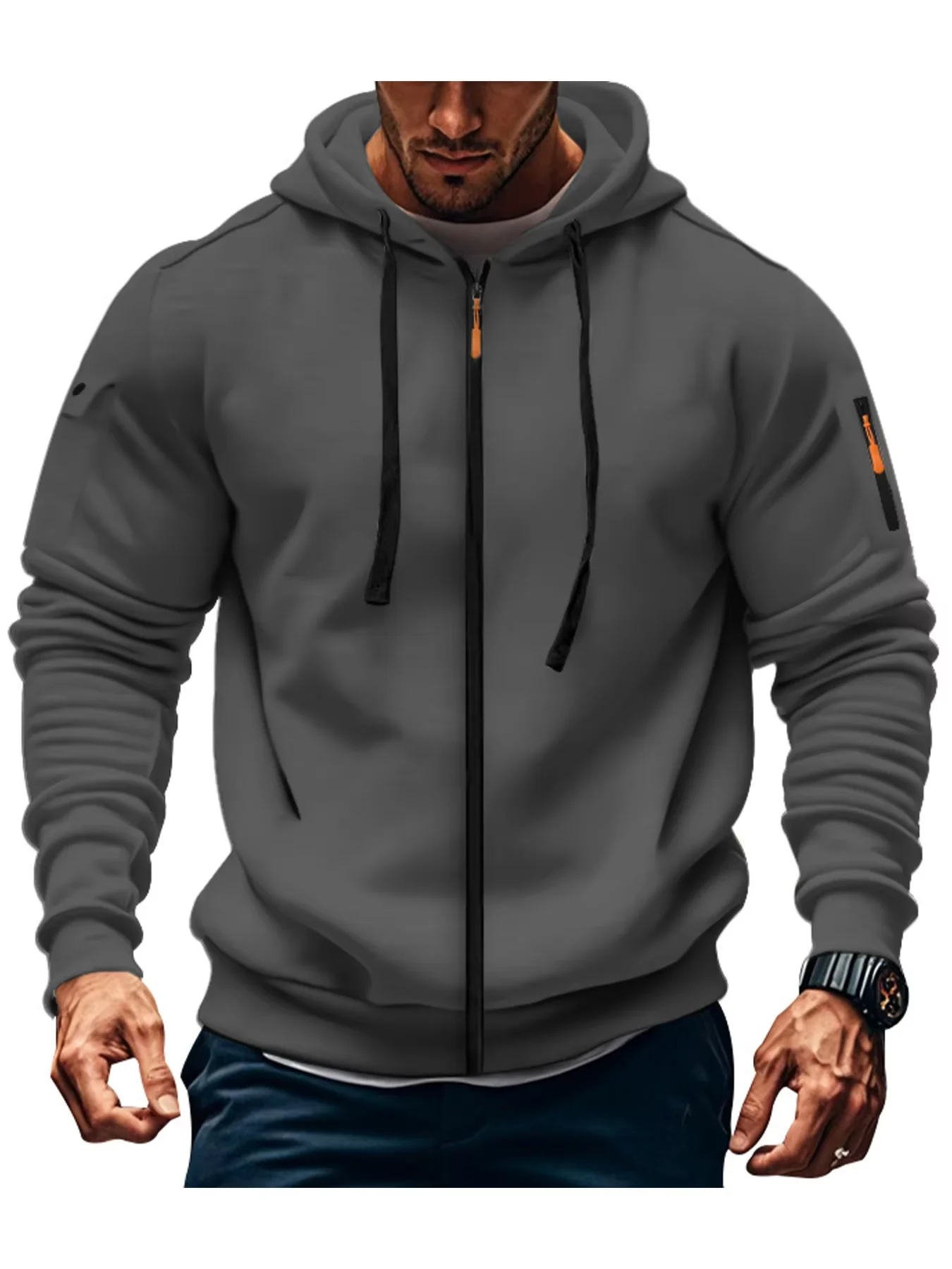 Men's New Fashion Slim Fit Hoodie Long Sleeve Zipper Design Autumn Winter Sweatshirt Casual Hooded Jacket Sportswear for Men