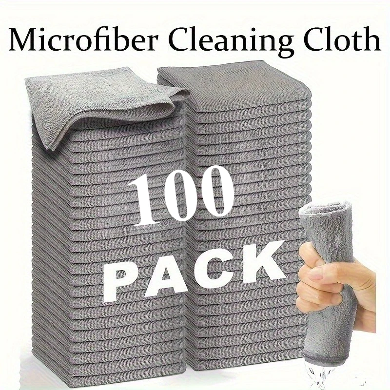 100pcs Ultra Absorbent Microfiber Towels for Car Washing, Dish Drying & Glass Cleaning - Ultra-Soft, Non-Scratch, Kitchen Towels