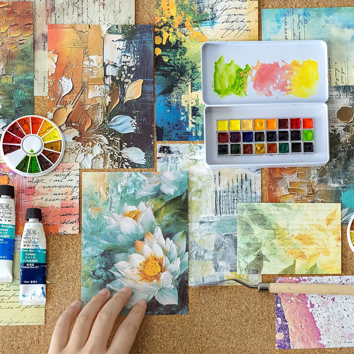 

24sets/lot Memo Pads Material Paper Color Art Store Junk Journal Scrapbooking Retro Background Decoration Paper