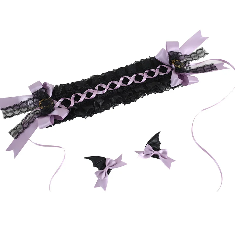 Originale Dark Lolita Gothic Wings Demon Hair Band Clip per capelli Halloween copricapo Bow accessori per capelli Lolita