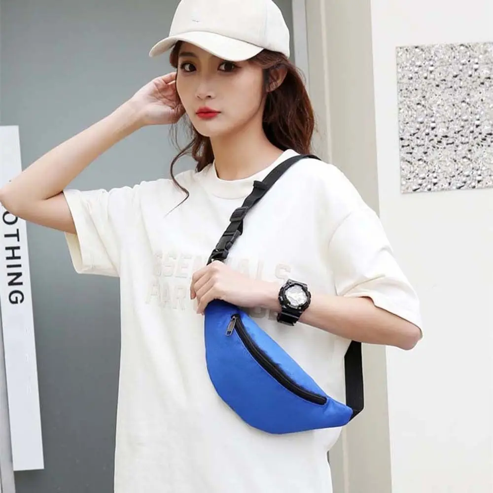 

Adjustable Solid Color Running Chest Bag Nylon Oxford Sports Shoulder Bag Waterproof Handbag Fitness Crossbody Bag Female/Male