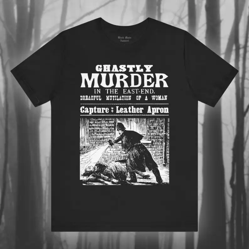 Ghastly Murder!, Jack the Ripper Shirt, True Crime T-shirt, Whitechapel, London, Vintage Victorian, Mystery Unisex Jersey Short