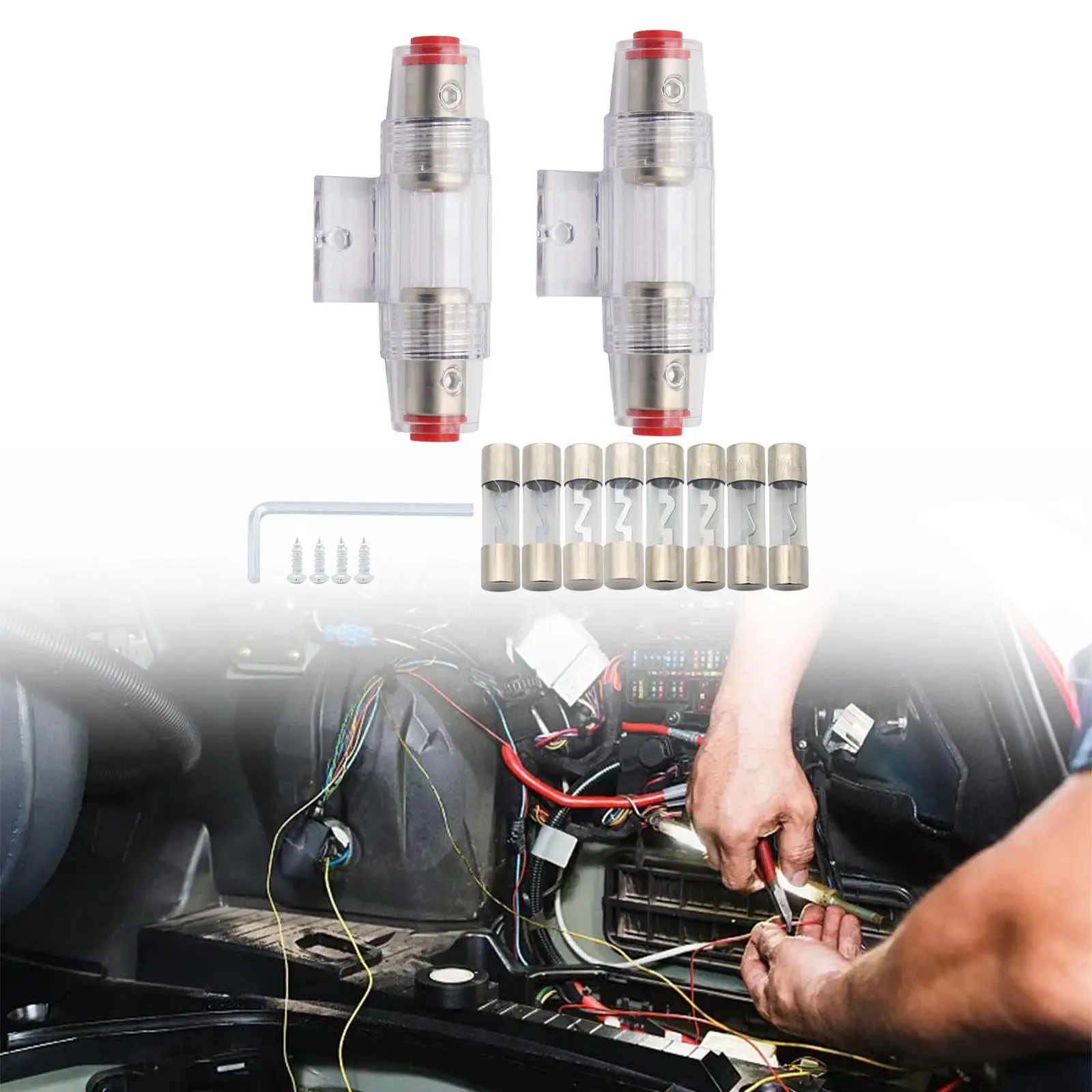 2Pcs Agu Fuse Holder Kit Clear Cover Easily Install Automobile Repairing Accessory Professional Durable Inline Circuit Breaker