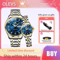 OLEVS-reloj de cuarzo luminoso para hombre y mujer, cronógrafo de marca de lujo con fecha, resistente al agua, Original, para amantes románticos