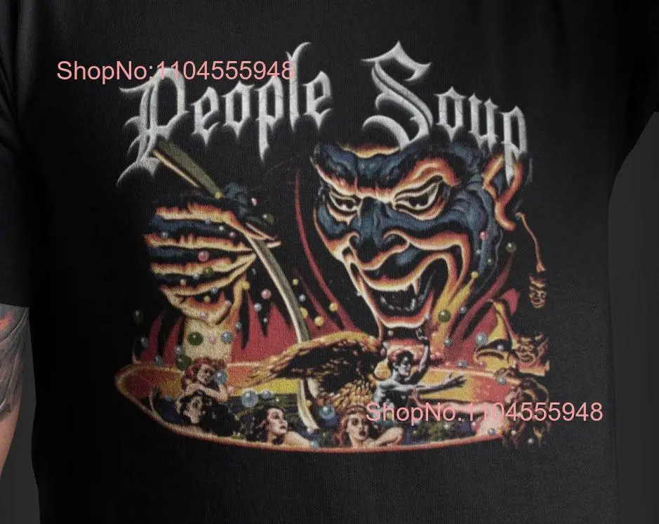 الناس حساء النص شخصية الرجعية تي شيرت فيلم الرعب مروحة هالوين الشيطان 60s طويلة أو قصيرة الأكمام