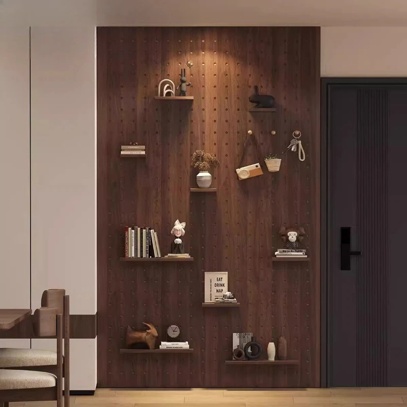 

Настенная полка из массива дерева с отверстиями для входной зоны, подвесная доска для хранения