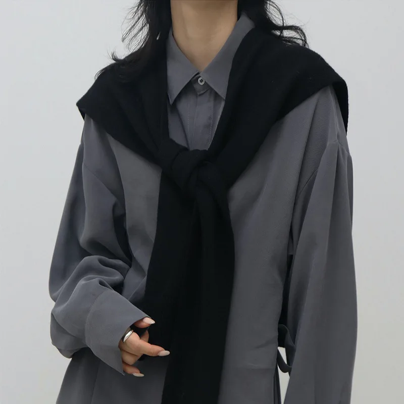 

Korean Version Air-conditioned Knitted Shawl Women's Solid Color Shrugs All-match Decor Capes echarpe femme hiver bufanda