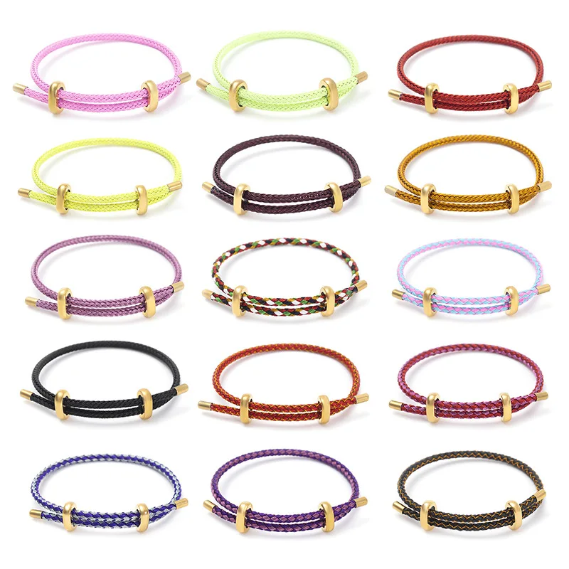 5 Pcs Fashion Double Braided Bracelet Men Women Stainless Steel Adjustable Couple Milanese String Bracelet DIY Jewelry Accessory