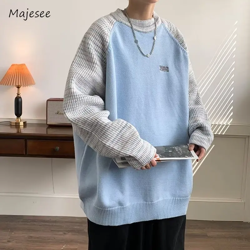 

Sweaters Men Unisex Fashion Streetwear Autumn Winter Patchwork Appliques Couple Loose Japanese Style Teenagers Warm All-matach